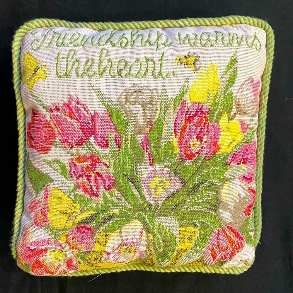 Marjolein Bastin 9" Square Throw Pillow‎ Tulips Corded Edge Spring Flowers
